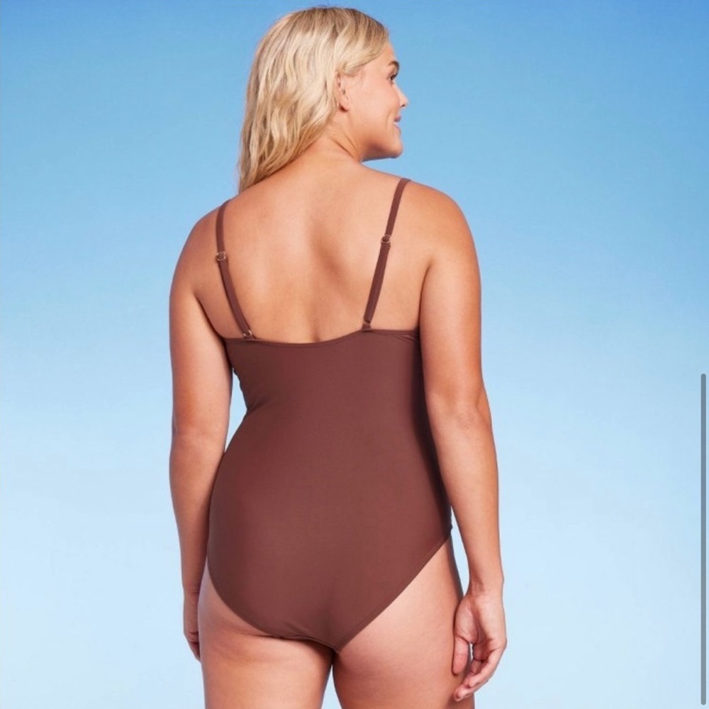NEW Chain Link Medium Coverage One Piece Swimsuit Kona Sol Brown Bikini Women’s‌ - Picture 4 of 12